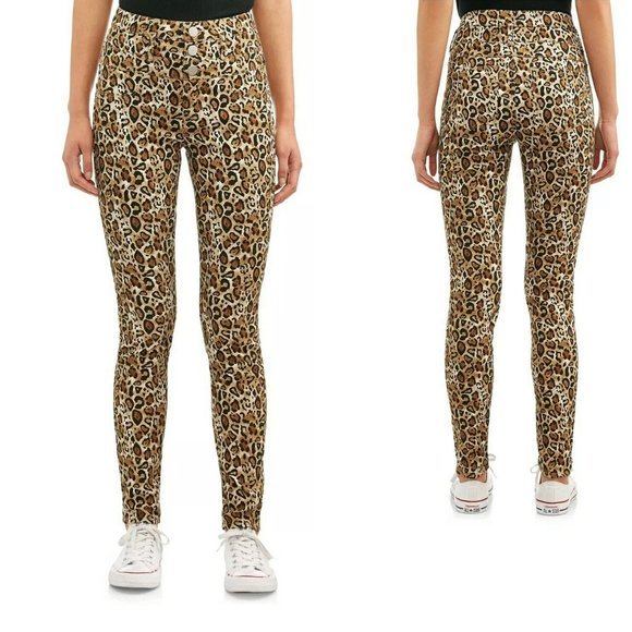 NOBO Leopard Print Skinny Jeans No Boundaries Sz 5 Pants Tan Brown Black - Picture 1 of 9